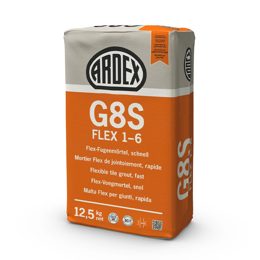 Ardex G8 S FLEX 1-6 Flex-Voegmortel snel Cementgrijs à 12,5 Kg