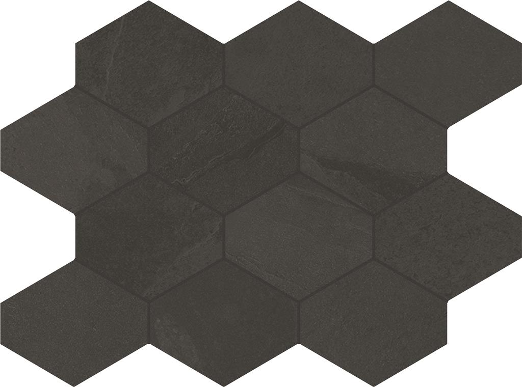 Unicom Starker Brazilian slate Rail black Naturale 25x34 Hexagon