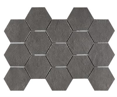 Ecoceramic Newton Graphite Natural 7,3x8,3 32,5x22,5 Malla Hexagonal
